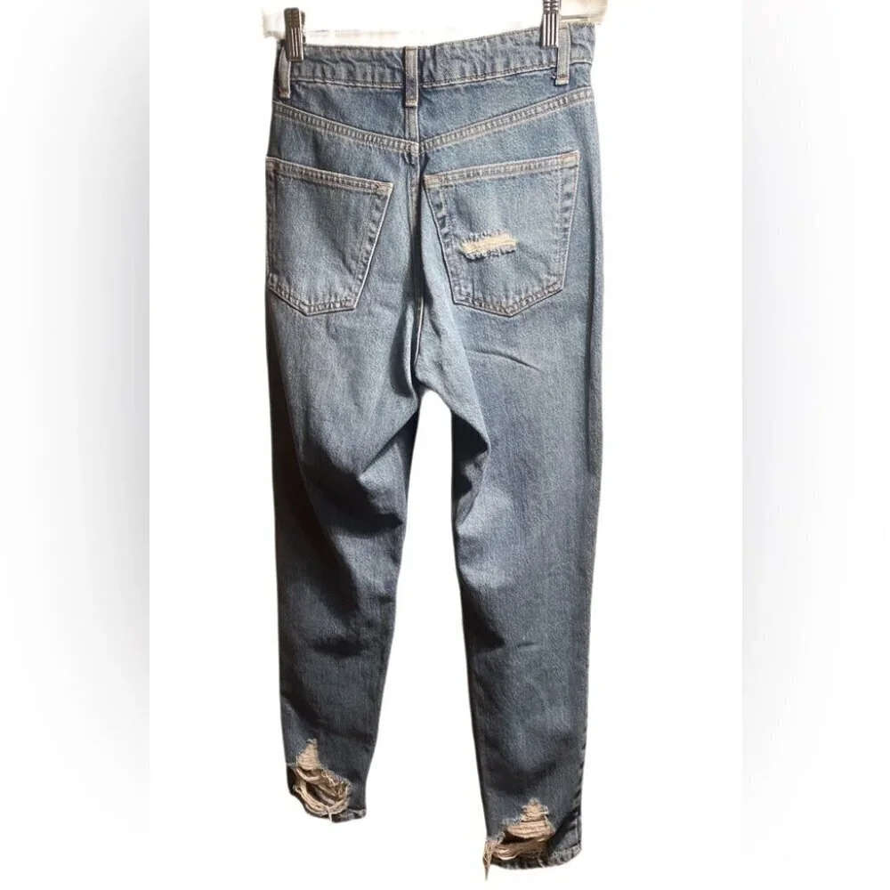 NWT Topshop slim fit high waist casual stretch trendy distressed denim jean 2